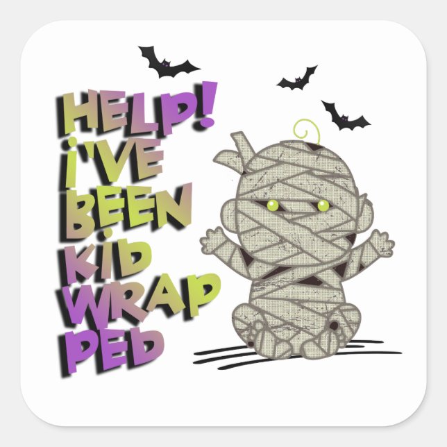 Sticker Carré Funny Kidwrapped Maman Baby Green/Purple ID683 (Devant)