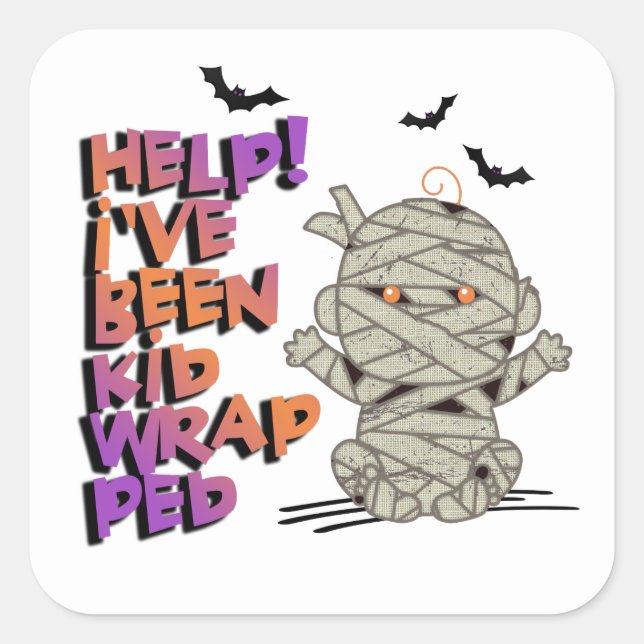 Sticker Carré Funny Kidwrapped Maman Baby Orange/Purple ID683 (Devant)