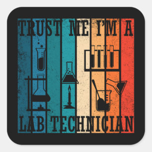 Sticker Carré Funny laboratoire technique vintage laboratoire te