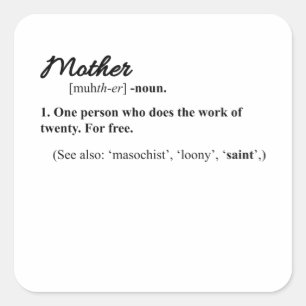 Sticker Carré FUNNY MOM CITE Bonne Fête des mères Maman Cool