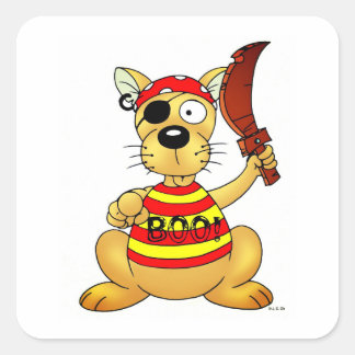 Sticker Carré Funny Pirate Dog with Toy Sword