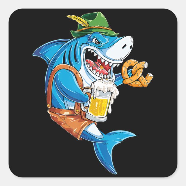 Sticker Carré Funny Shark Drink (Devant)