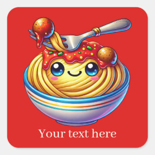 Sticker Carré Funny Spaghetti ajouter du texte