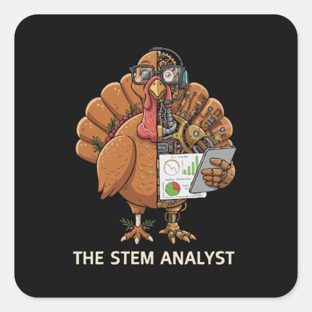 Sticker Carré  Funny STEM Analyst Robot Turkey Thanksgiving Gift (Devant)