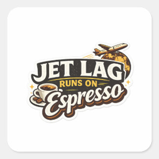 Sticker Carré  Funny Travel Coffee Lover Hat