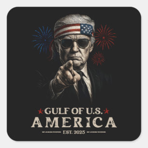 Sticker Carré Funny Trump Golfe Des USA Amérique 2025 4 juillet