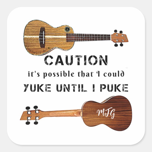 Sticker Carré Funny Ukulele Humour musicien (Devant)