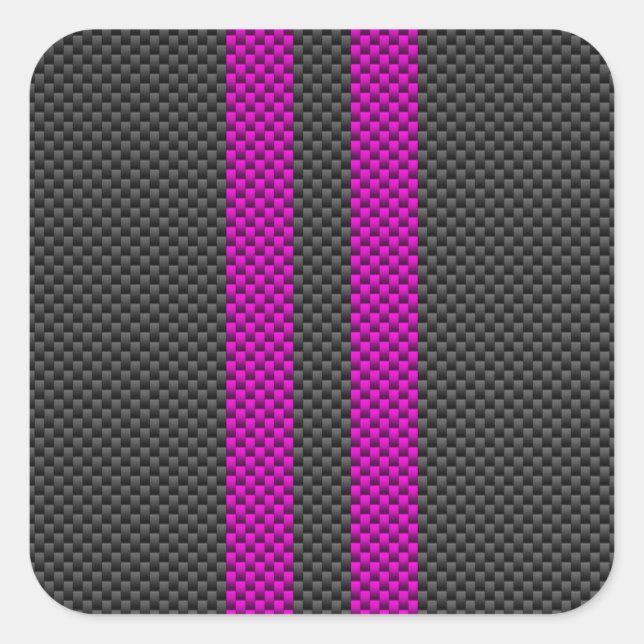 Sticker Carré Fuschsia Pink Stripes en fibre de carbone (Devant)