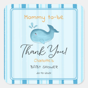 Sticker Carré Futur Maman Mignon Bébé Baleine Shower