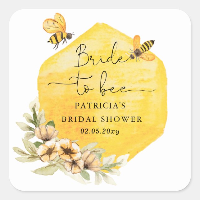 Sticker Carré Futur Mariée Abeille Fleurie Enterrement de Vie de (Devant)
