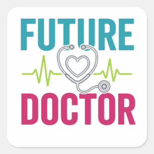 Sticker Carré Futur Médecin   Cadeau Médical Mignon pour la Jour