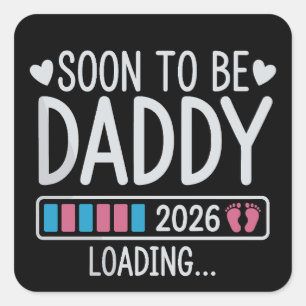 Sticker Carré Futur Papa 2026 Annonce de Grossesse en Attente