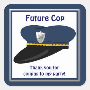 Sticker Carré Futurs cadeaux de casquette de police de cannette