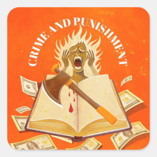 Sticker Carré Fyodor Dostoevsky, Citation crime et punition