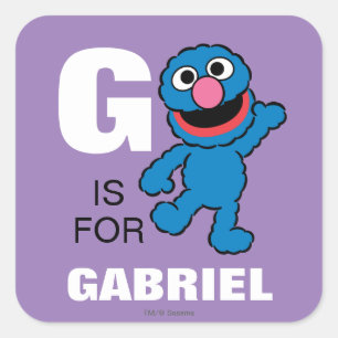 Sticker Carré G est pour Grover   Ajouter Votre Nom