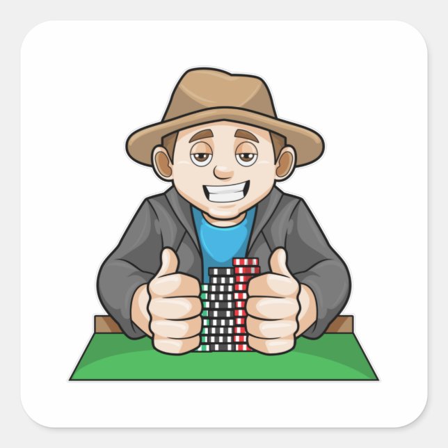 Sticker Carré Gagnant au Poker (Devant)