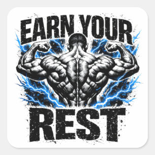Sticker Carré Gagnez Votre Repos – Gym de Récupération Récompens