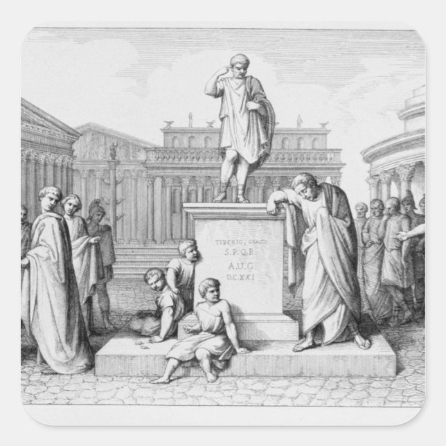 Sticker Carré Gaius Gracchus pleurant devant son père (Devant)
