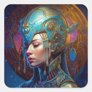 Sticker Carré Galactique Queen Science Fiction Imaginaire Art