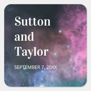 Sticker Carré Galaxie arc-en-ciel