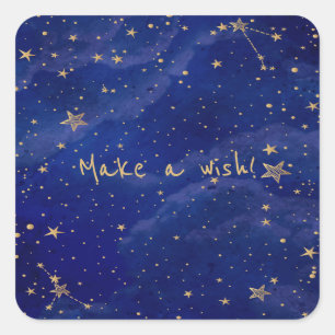 Sticker Carré Galaxie bleue avec étoiles d'or