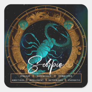 Sticker Carré Galaxie céleste Scorpio Imaginaire Ethérée Zodiac