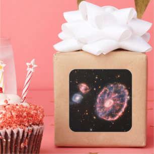 Sticker Carré Galaxie du Cartwheel, télescope spatial James-Webb