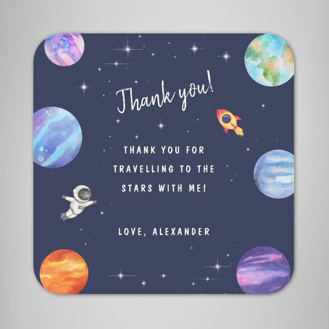 Sticker Carré Galaxy Stars Espace extra-atmosphérique Anniversai (Créateur téléchargé)