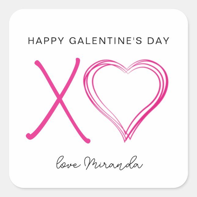 Sticker Carré Galentines minimalistes roses (Devant)