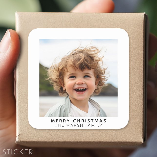 Sticker Carré Galerie instantanée de photos frontière blanche Jo (Custom Sticker - Personalize with your info for a party favor or gift)