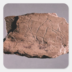 Sticker Carré Galets représentant un homme attaqué par un bea