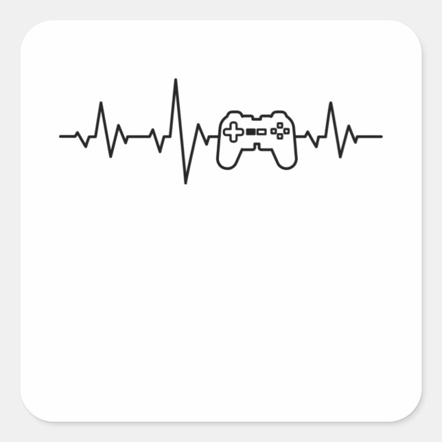 Sticker Carré GAMER HEARTBEAT Funny Gamer Joueur vidéo (Devant)