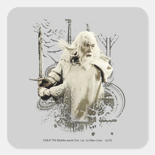 Sticker Carré GANDALF™ with Sword Vector Collage (Devant)