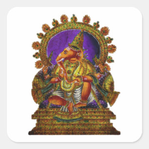Sticker Carré Ganesha Deva antique faites votre propre arrière