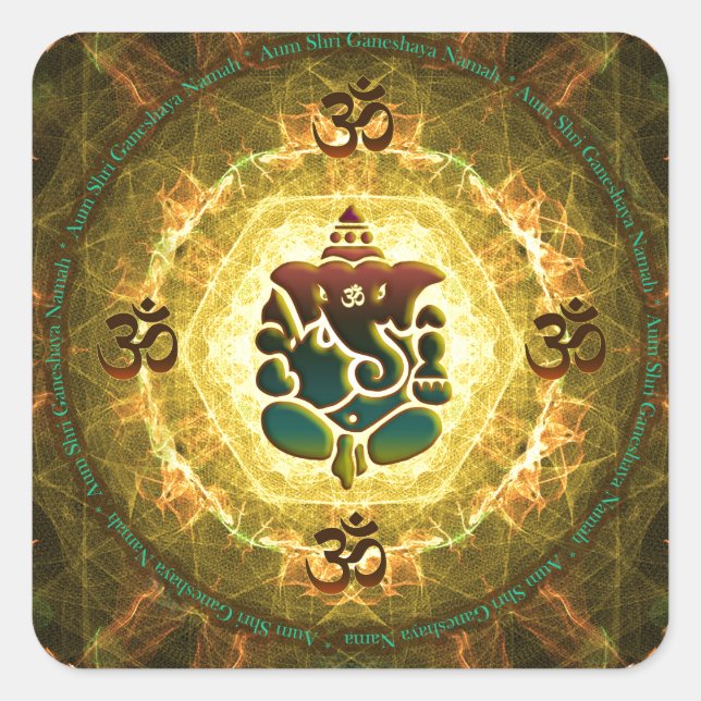 Sticker Carré Ganesha - Success, Victory, Prosperity, Knowledge (Devant)