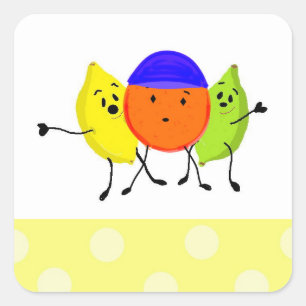 Sticker Carré Gang de fruits soyeux