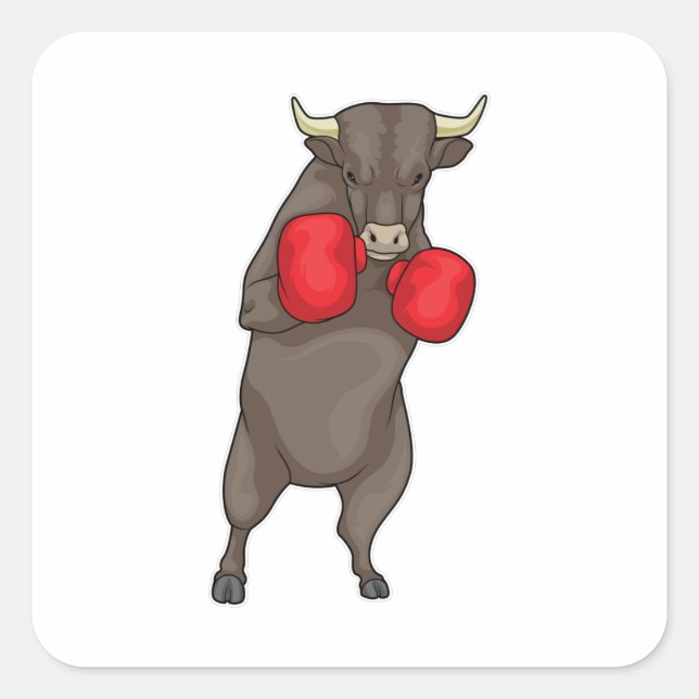 Sticker Carré Gants de boxe Bull Boxer (Devant)