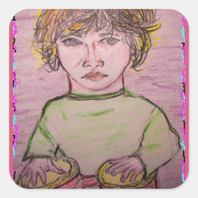 Sticker Carré garçon bongo (Devant)