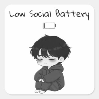 Sticker Carré Garçon Chibi Peu Sociable Relatable