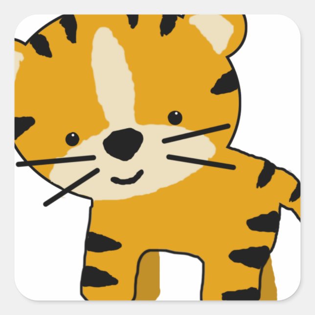 Sticker Carré Garçon de tigre de bande dessinée de bébé (Devant)