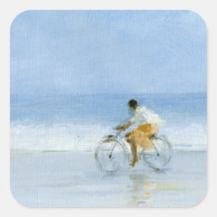 Sticker Carré Garçon sur vélo 2