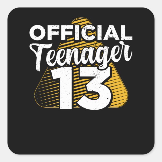 Sticker Carré Garçons 13e anniversaire Adolescent officiel (Devant)