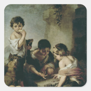 Sticker Carré Garçons jouant les matrices, c.1670-75