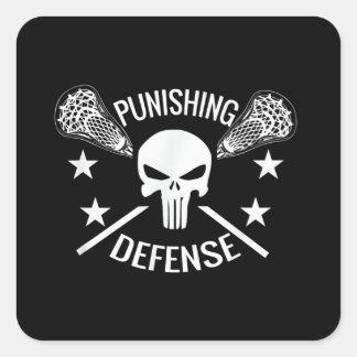 Sticker Carré Garçons Lacrosse Crâne et bâtons Cadeau