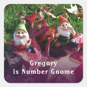 Sticker Carré Garden Gnomes You Are Number Gnome Ajouter Nom Fal