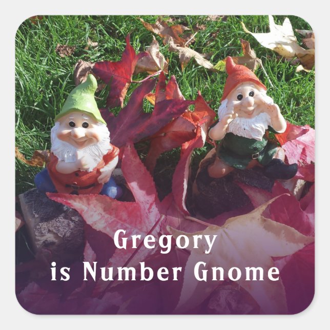 Sticker Carré Garden Gnomes You Are Number Gnome Ajouter Nom Fal (Devant)