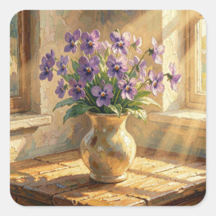 Sticker Carré Garder le contact Violettes Violettes