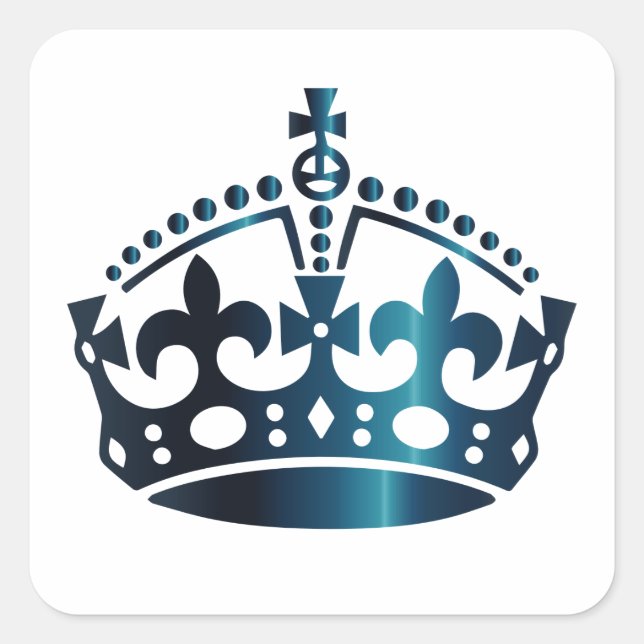 Sticker Carré Gardez le calme Couronne bleu foncé - Changer d'ar (Devant)
