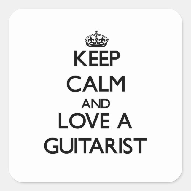 Sticker Carré Gardez le calme et aimez une guitariste (Devant)