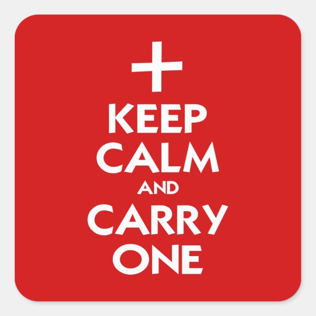 Sticker Carré Gardez le calme et transportez-en un (Devant)